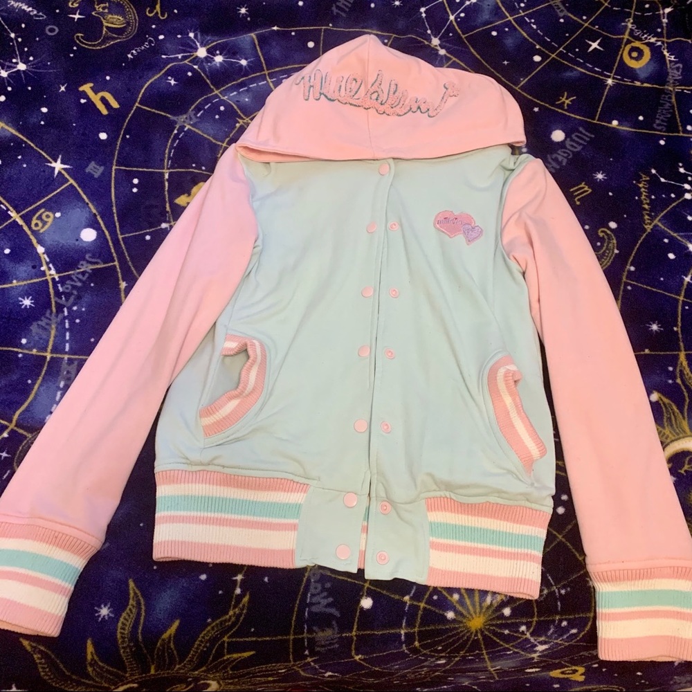 milklim pastel bomber reversible jacket button up